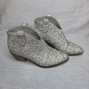 Pierre Dumas Sparkling Silver Ankle Booties